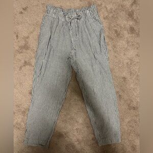 A New Day Linen Trousers (Navy/White Stripe, Size S)